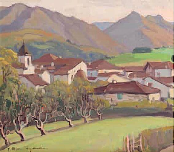 Village basque, peinture  de  Pierre-Albert Bégaud